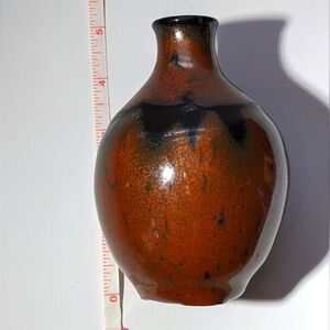 Studio Red & Black Stoneware Bud Base (Signed)